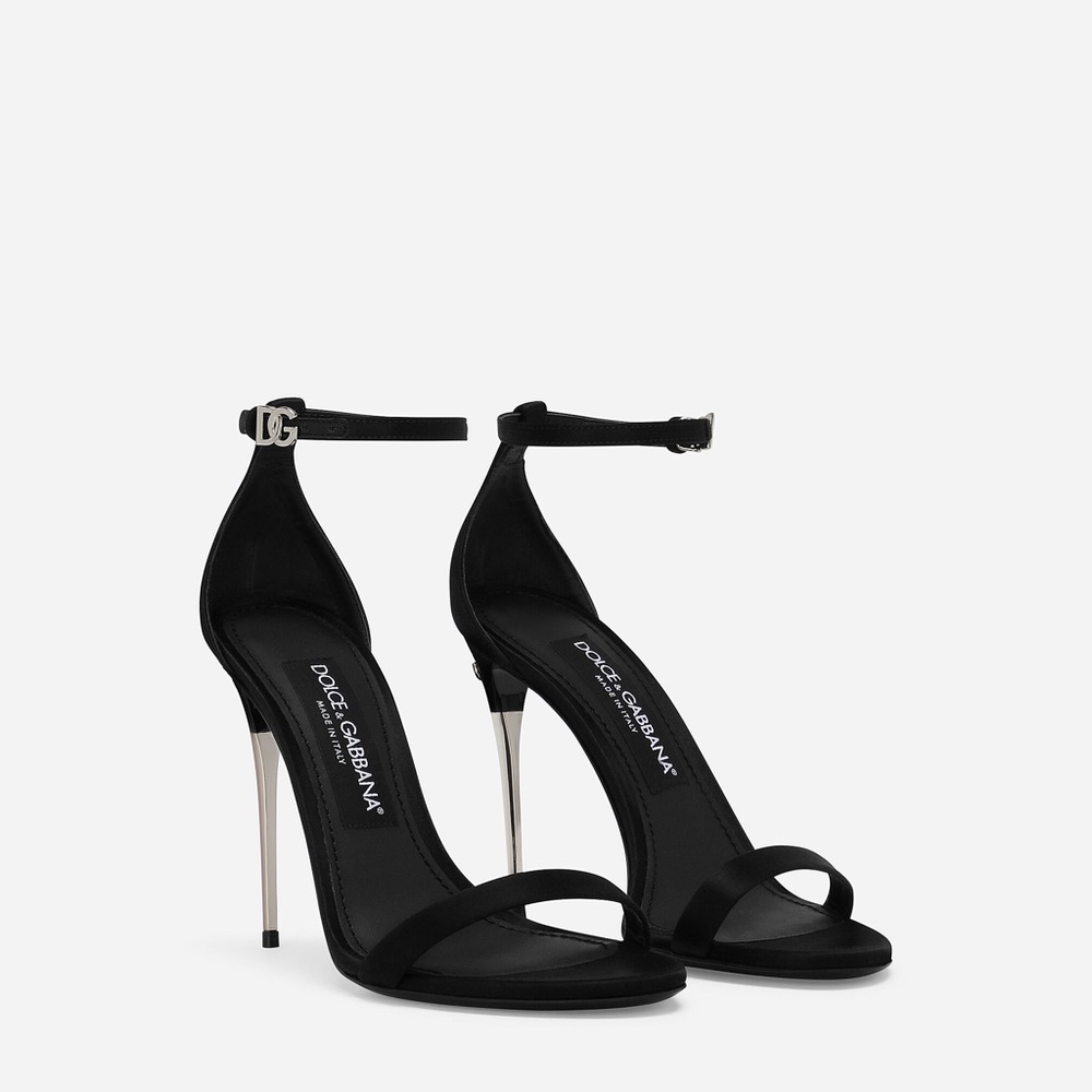 Dolce & Gabbana Black Stiletto Heels with Ankle Strap - Picture 2 of 12